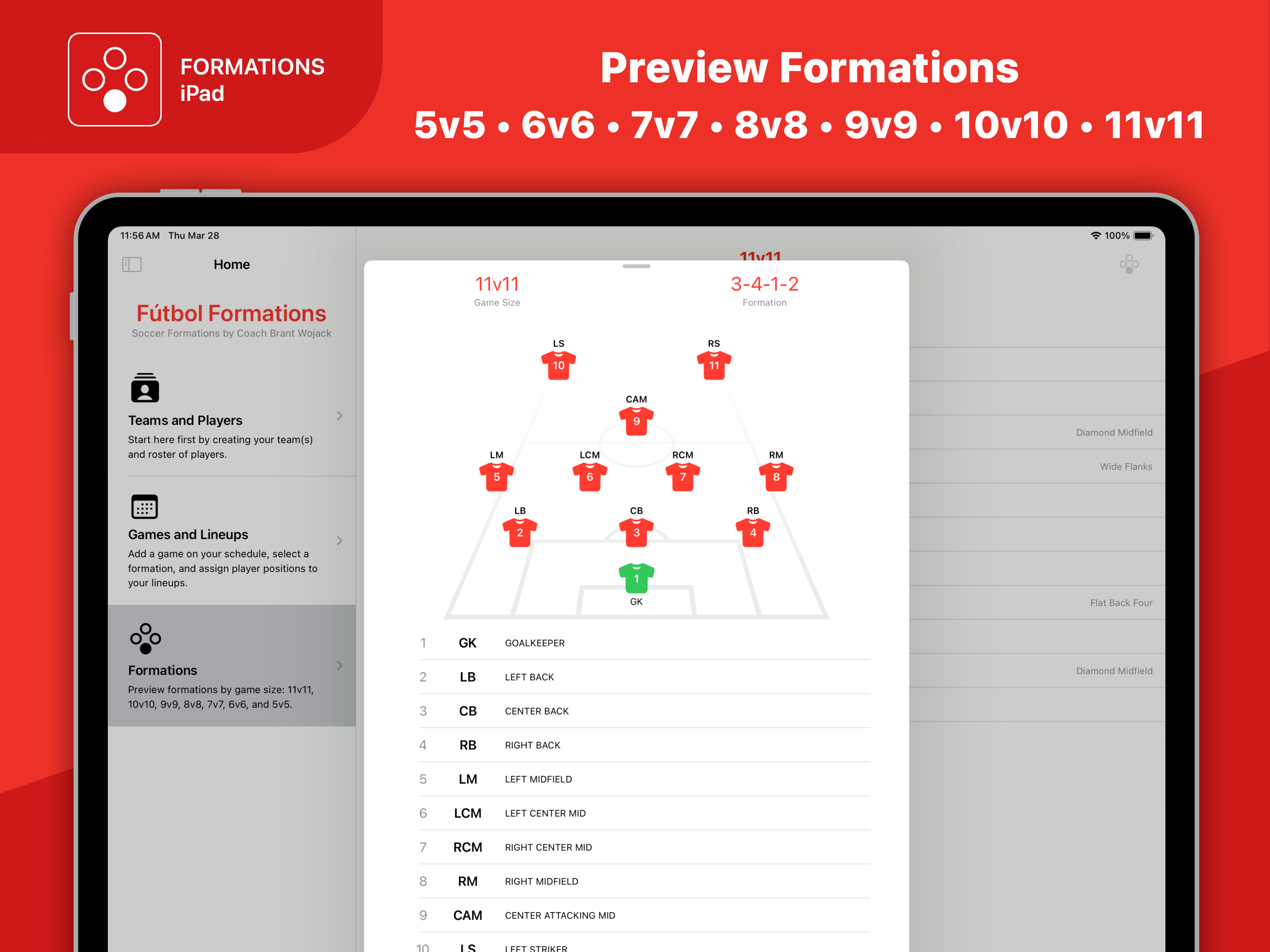 BW Formations for iPad - Preview Formations