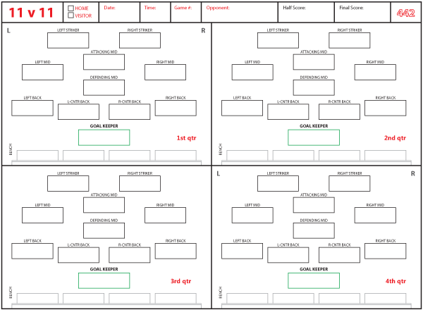 4-4-2 Diamond Midfield Soccer-Football Formation Template